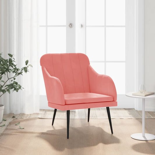 atpūtas krēsls, rozā, 63x76x80 cm, samts