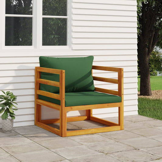 vidaXL dārza krēsls ar zaļiem matračiem, akācijas masīvkoks