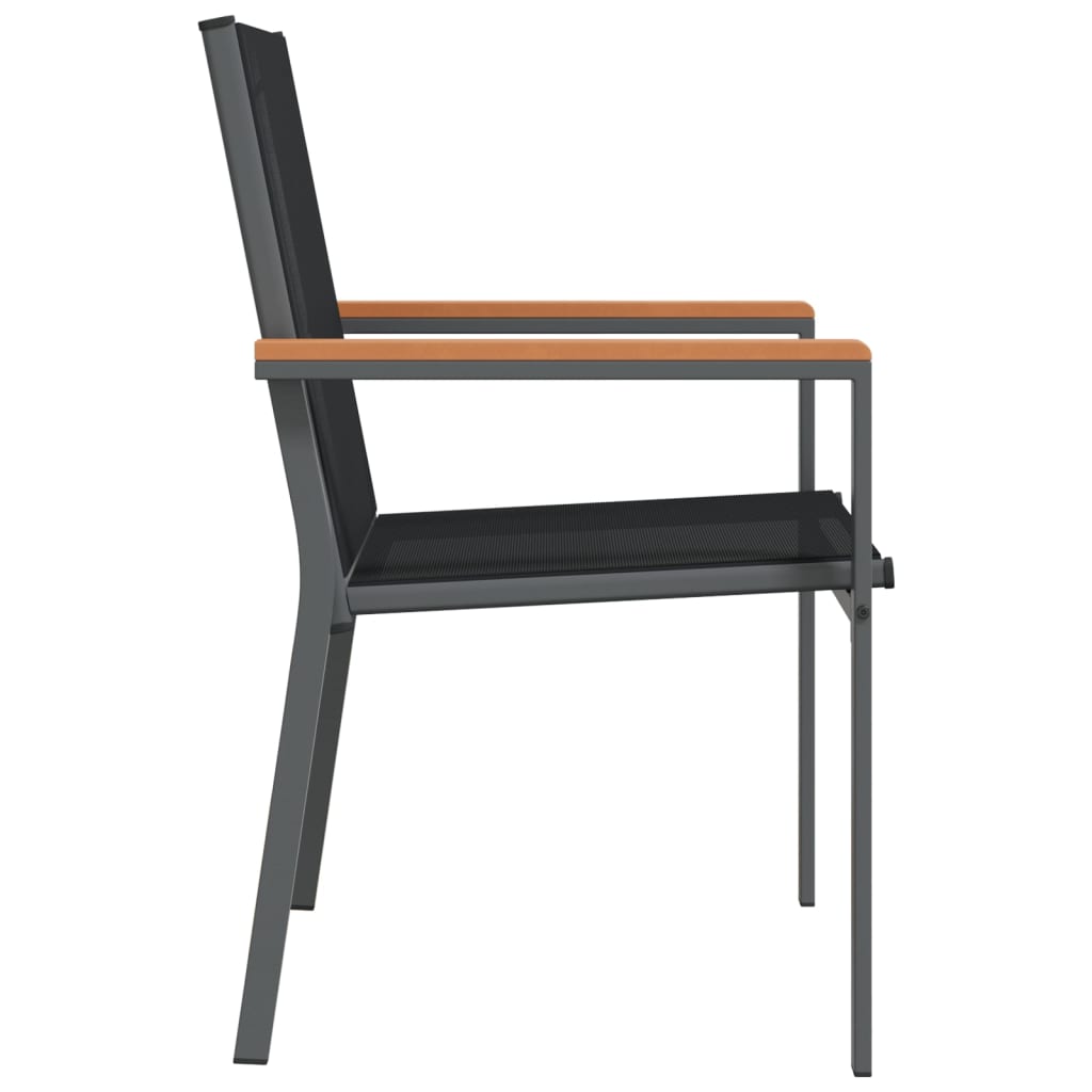 dārza krēsli, 2 gb, 55x61,5x90 cm, tekstilēns un tērauds, melni