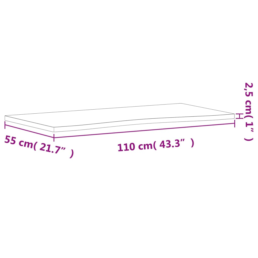 vidaXL rakstāmgalda virsma, 110x(50-55)x2,5 cm, dižskābarža masīvkoks