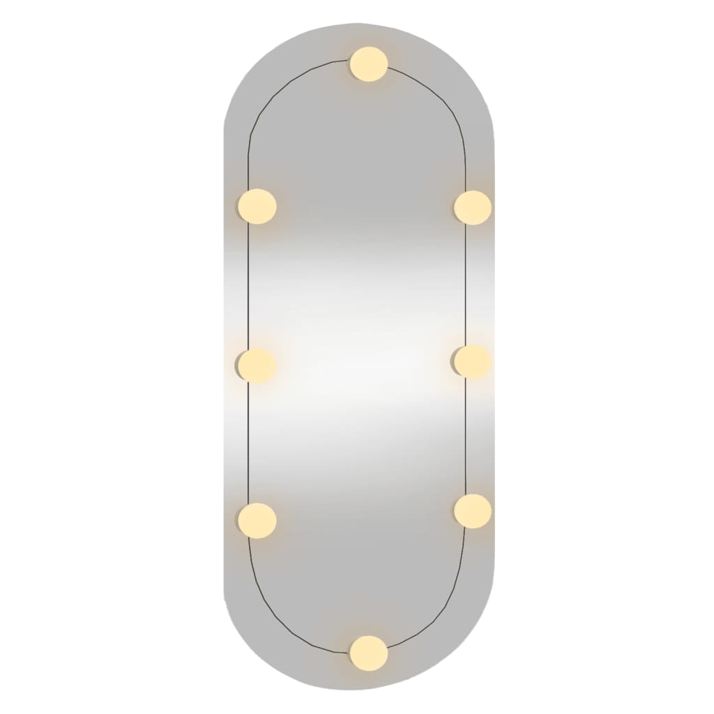 sienas spogulis ar LED gaismām, 35x80 cm, stikls, ovāls
