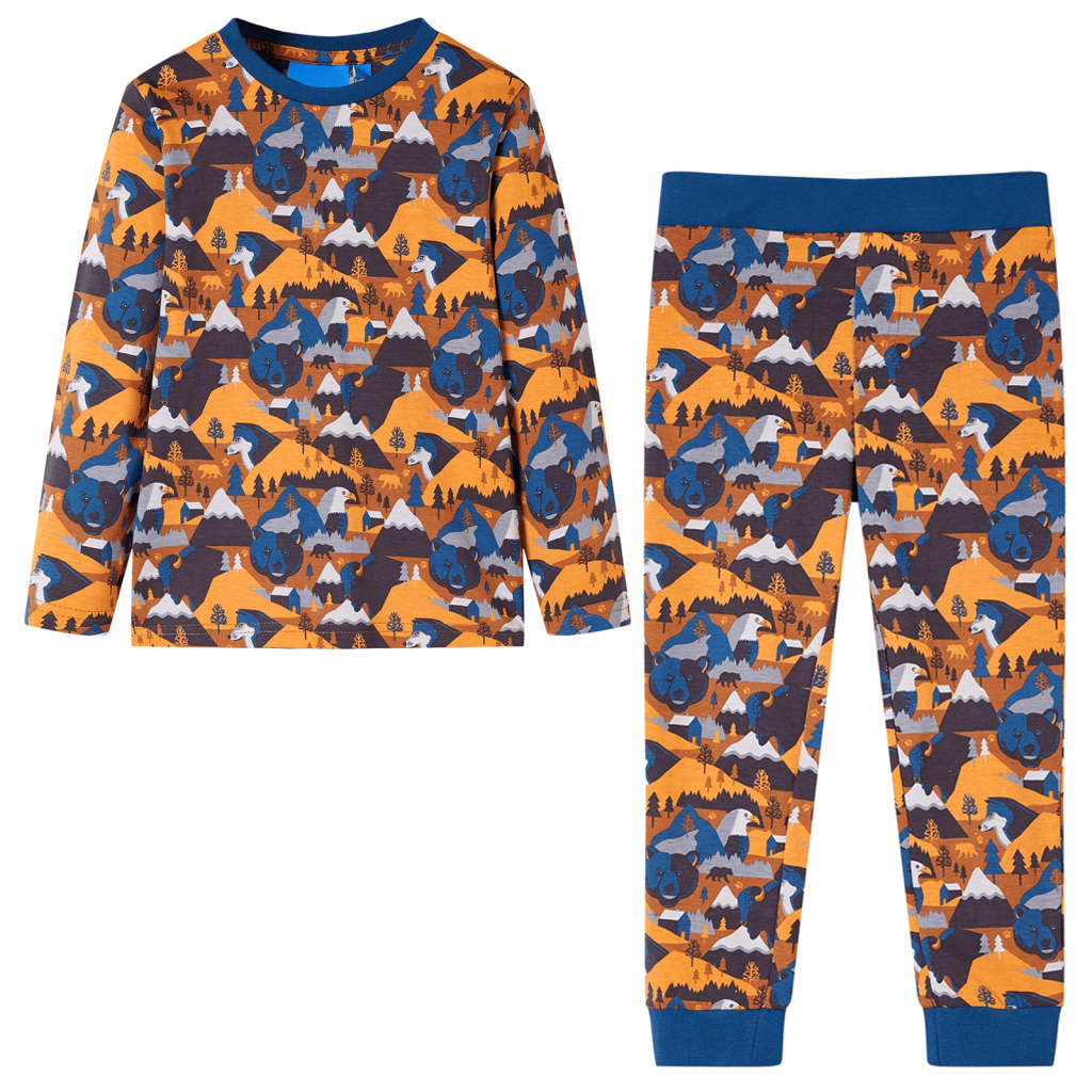 Bērnu pidžama ar garām piedurknēm, konjaka krāsā, 140