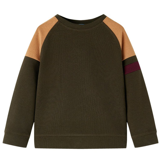 Bērnu džemperis, tumša haki krāsa, gaiši brūna krāsa, 140