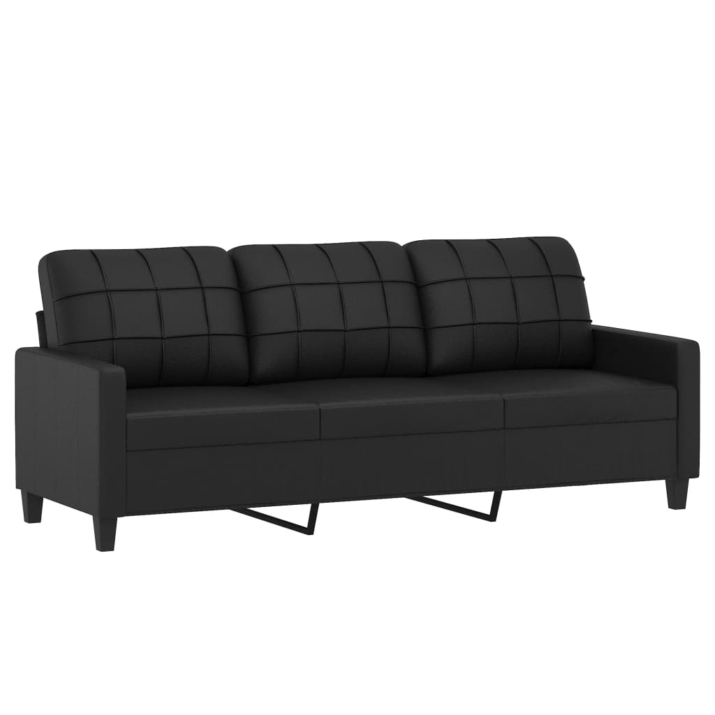 trīsvietīgs dīvāns, melns, 180 cm, mākslīgā āda