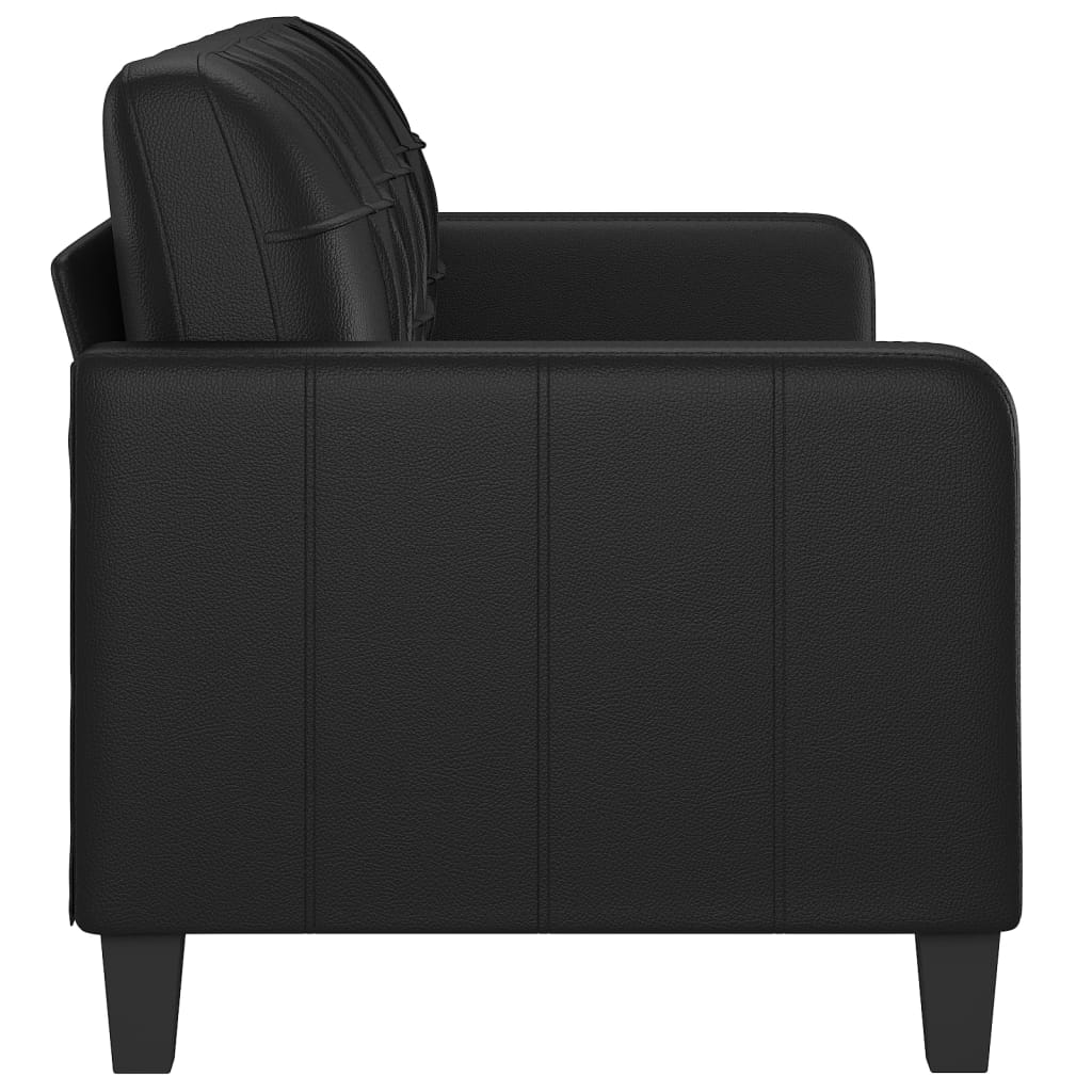 trīsvietīgs dīvāns, melns, 180 cm, mākslīgā āda