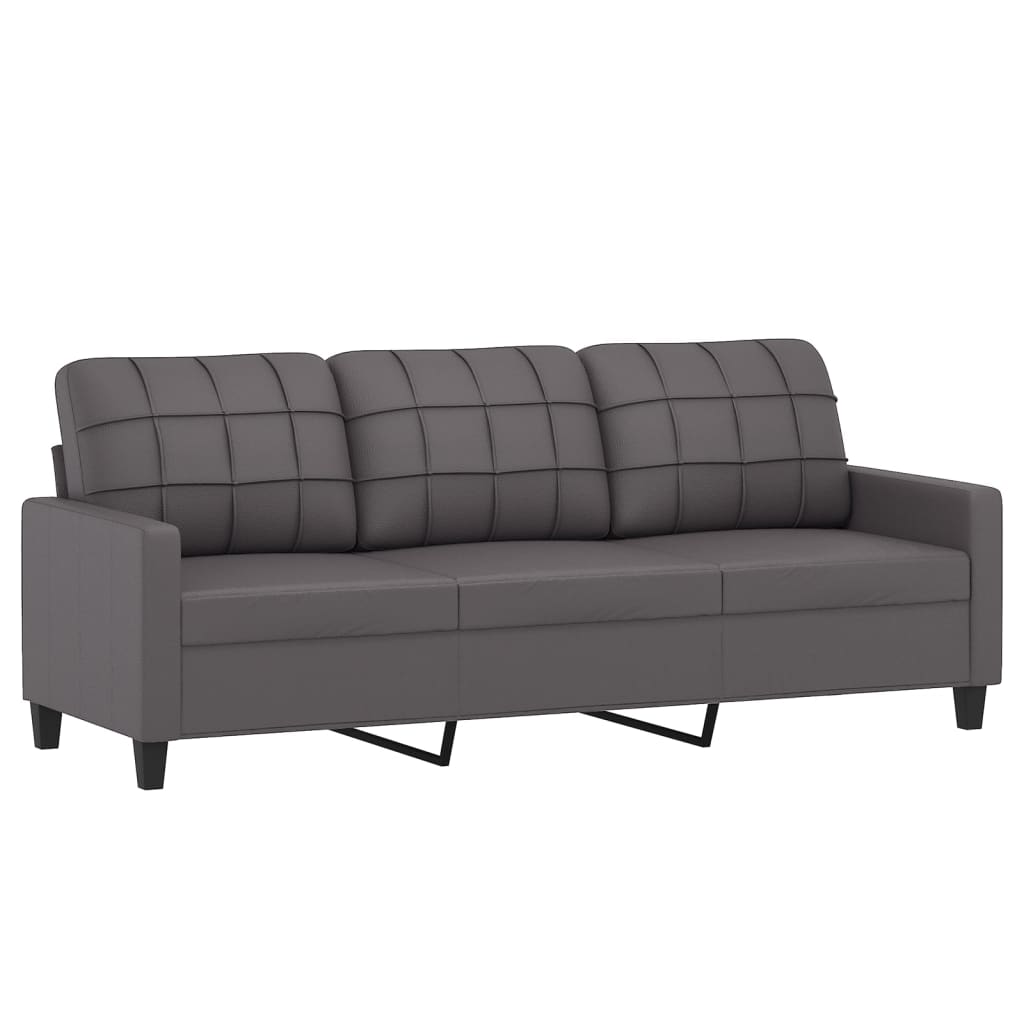 trīsvietīgs dīvāns, pelēks, 180 cm, mākslīgā āda