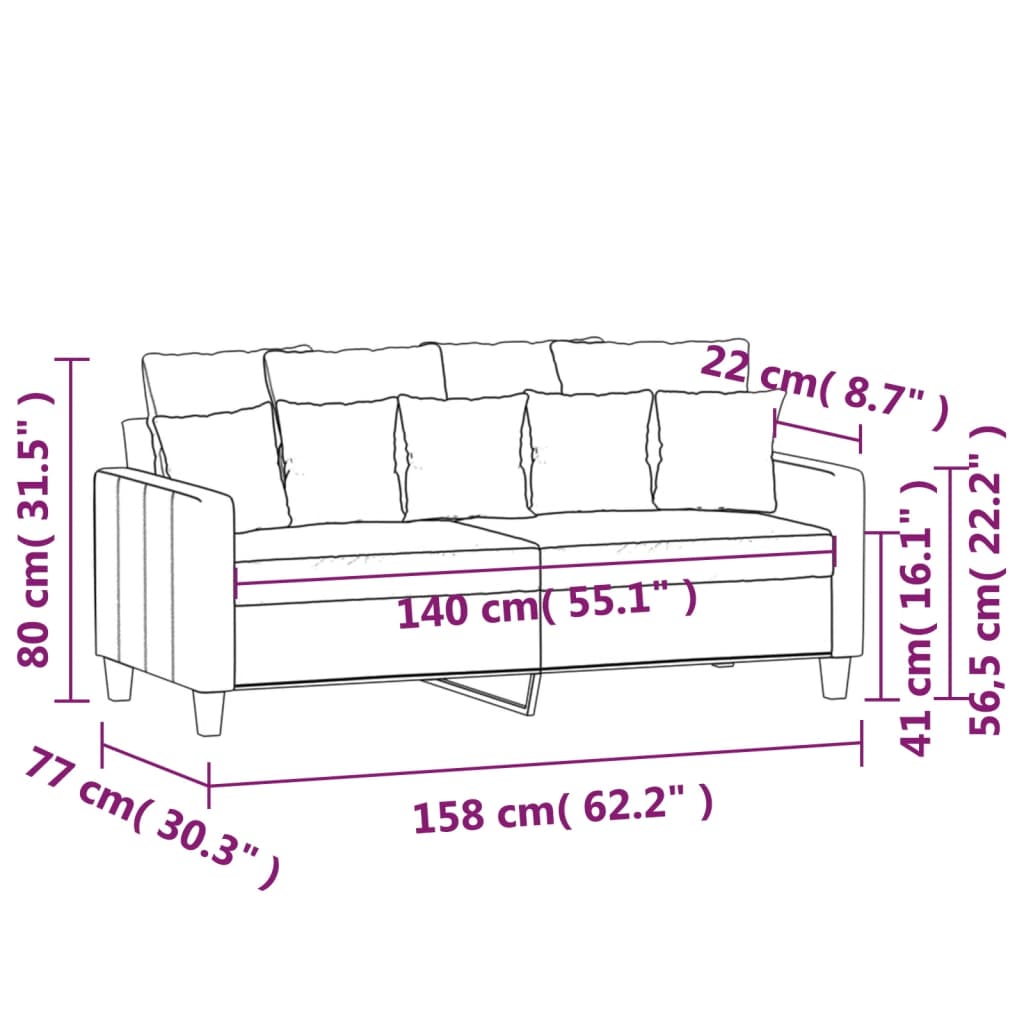 divvietīgs dīvāns, tumši pelēks audums, 140 cm