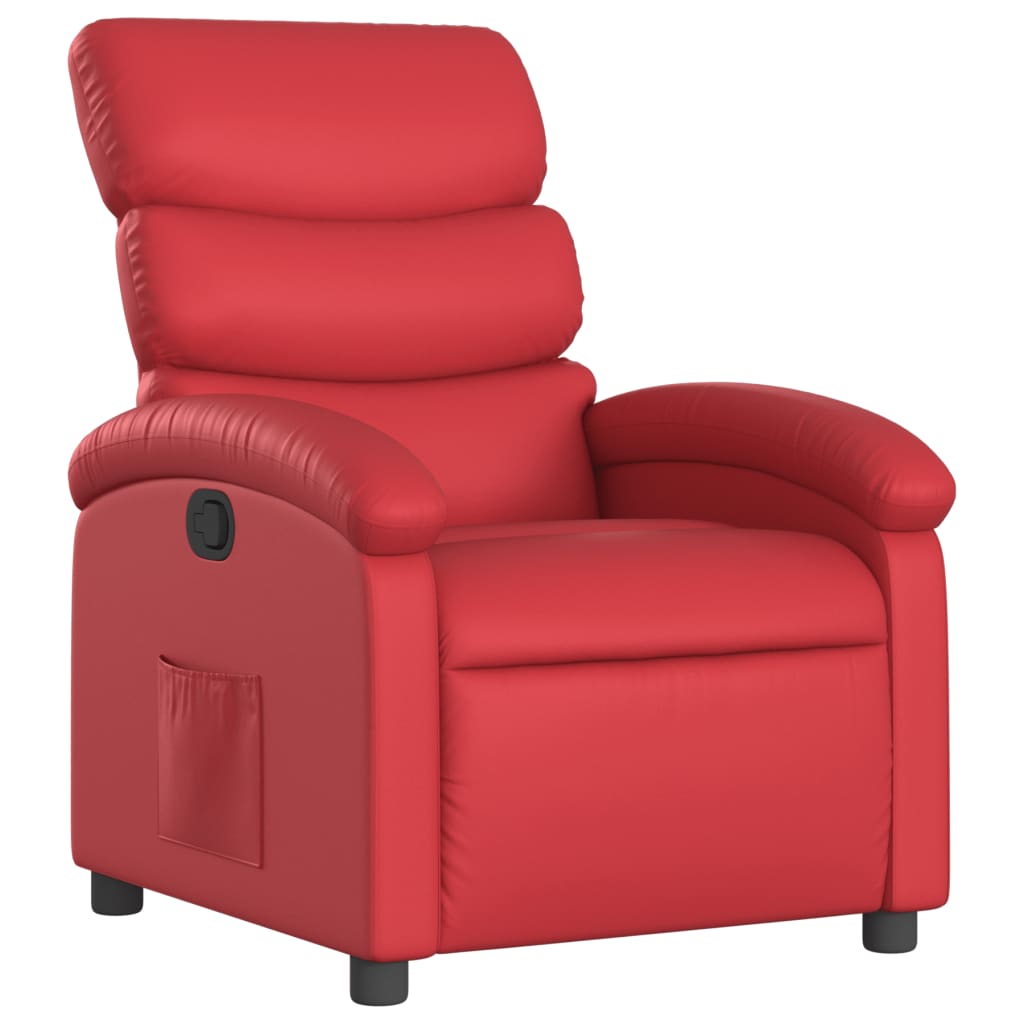 atpūtas krēsls, atgāžams, sarkana mākslīgā āda