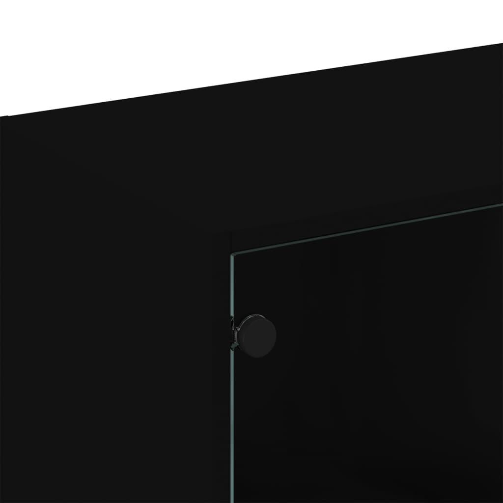 vidaXL grāmatu plaukts ar durvīm, melns, 136x37x109 cm, koks