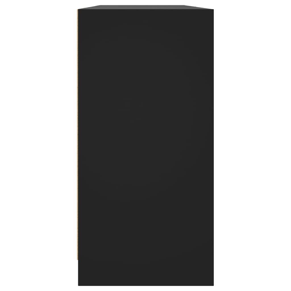 vidaXL grāmatu plaukts ar durvīm, melns, 204x37x75 cm, koks