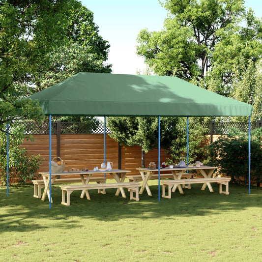 saliekama svinību telts, zaļa, 580x292x315 cm