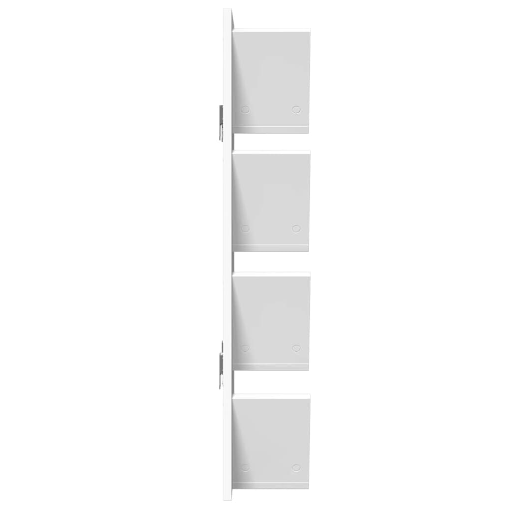 sienas grāmatu plaukts, 4 līmeņi, balts, 33x16x90 cm