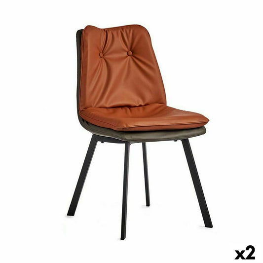 atzveltnes krēsls Pogu Brūns Melns Pelēks Tērauds 62 x 85 x 47 cm (2 gb.)