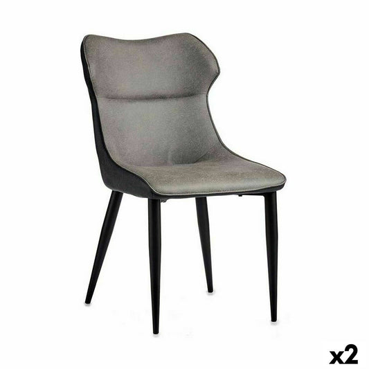 atzveltnes krēsls Melns Pelēks Tērauds 49 x 86 x 60 cm (2 gb.)