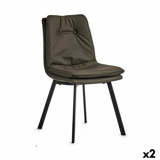 atzveltnes krēsls Pogu Melns Pelēks Tērauds 62 x 85 x 47 cm (2 gb.)