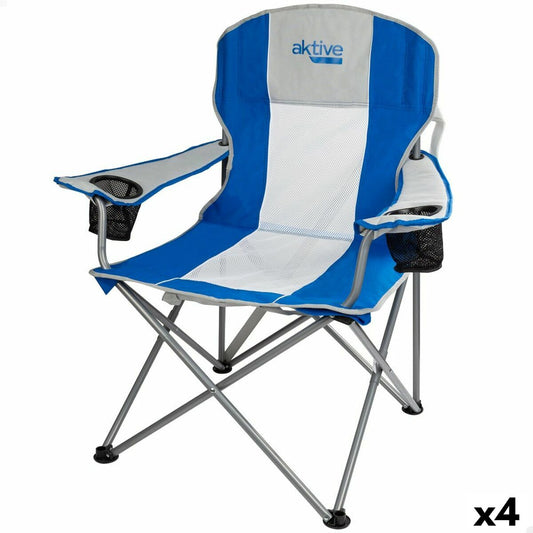 Saliekamais kempinga krēsls Aktive Zils Pelēks 57 x 97 x 60 cm (4 gb.)
