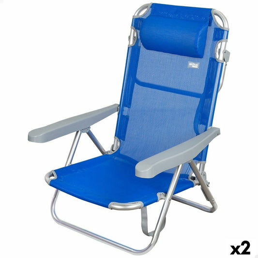 Saliekams Krēsls ar Galvas Balstu Aktive Gomera Zils 48 x 84 x 46 cm (2 gb.)