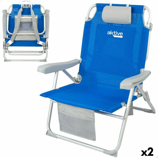 Saliekams Krēsls ar Galvas Balstu Aktive Zils 55 x 86 x 66 cm (2 gb.)