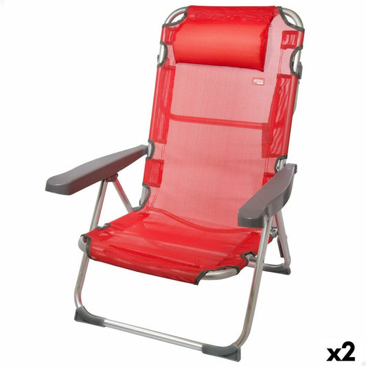Складной стул с подголовником Aktive Menorca Красный 48 x 90 x 60 cm (2 штук)