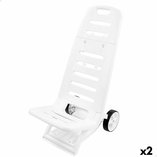 Пляжный стул Aktive Белый Колесики 40 x 84 x 44 cm (2 штук)