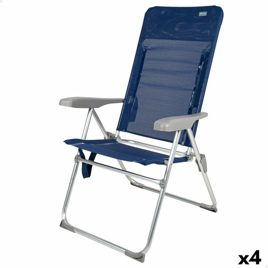 Beach Chair Aktive Slim Foldable Navy Blue 47 x 107 x 66 cm (4 Units)