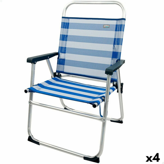 Pludmales krēsls Aktive Zils Balts 48 x 88 x 50 cm Alumīnijs Locīšana (4 gb.)