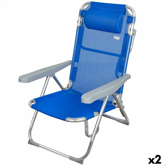 Pludmales krēsls Aktive Locīšana Zils 48 x 90 x 60 cm (2 gb.)