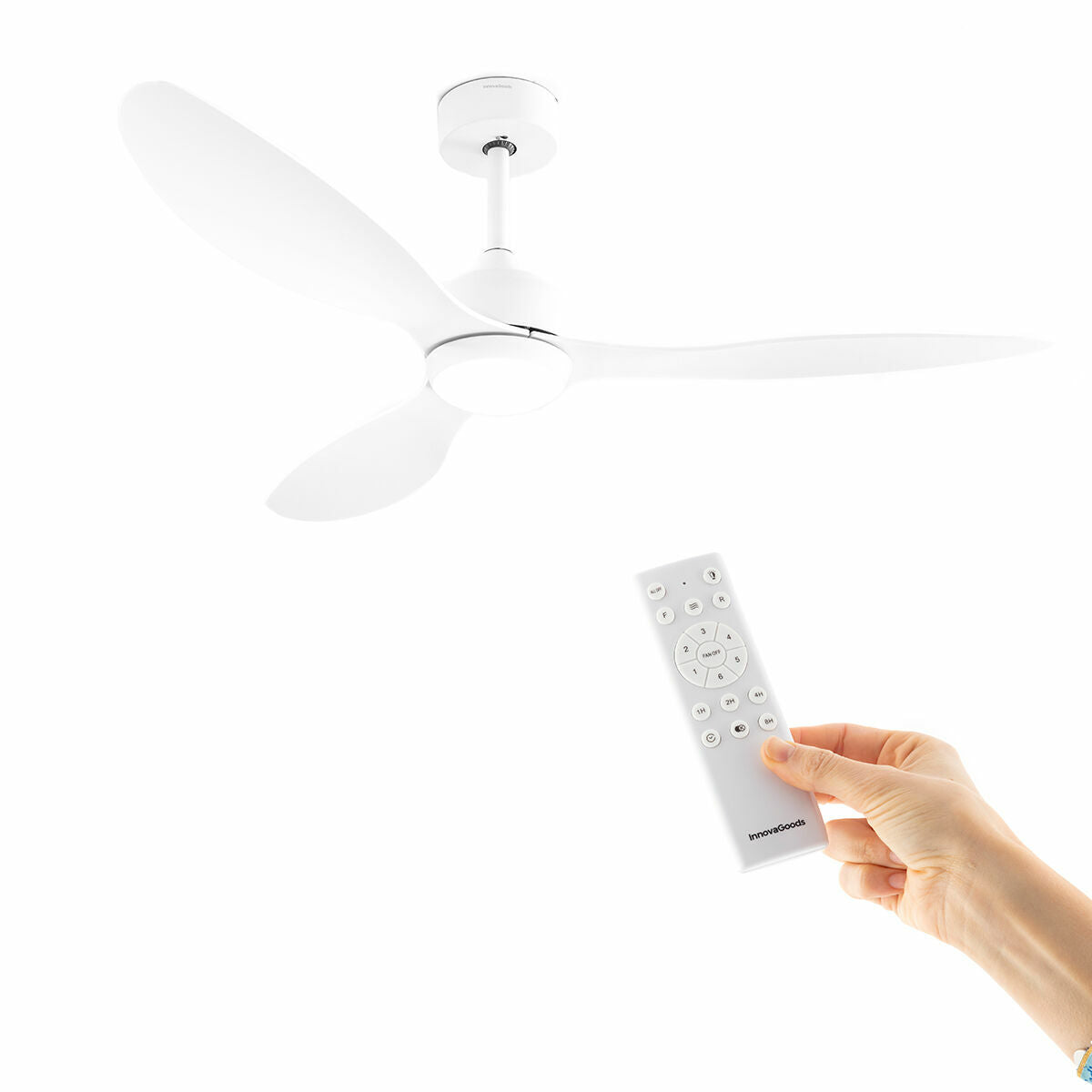 LED Ceiling Fan with 3 ABS Blades Flaled InnovaGoods White 36 W 52" Ø132 cm