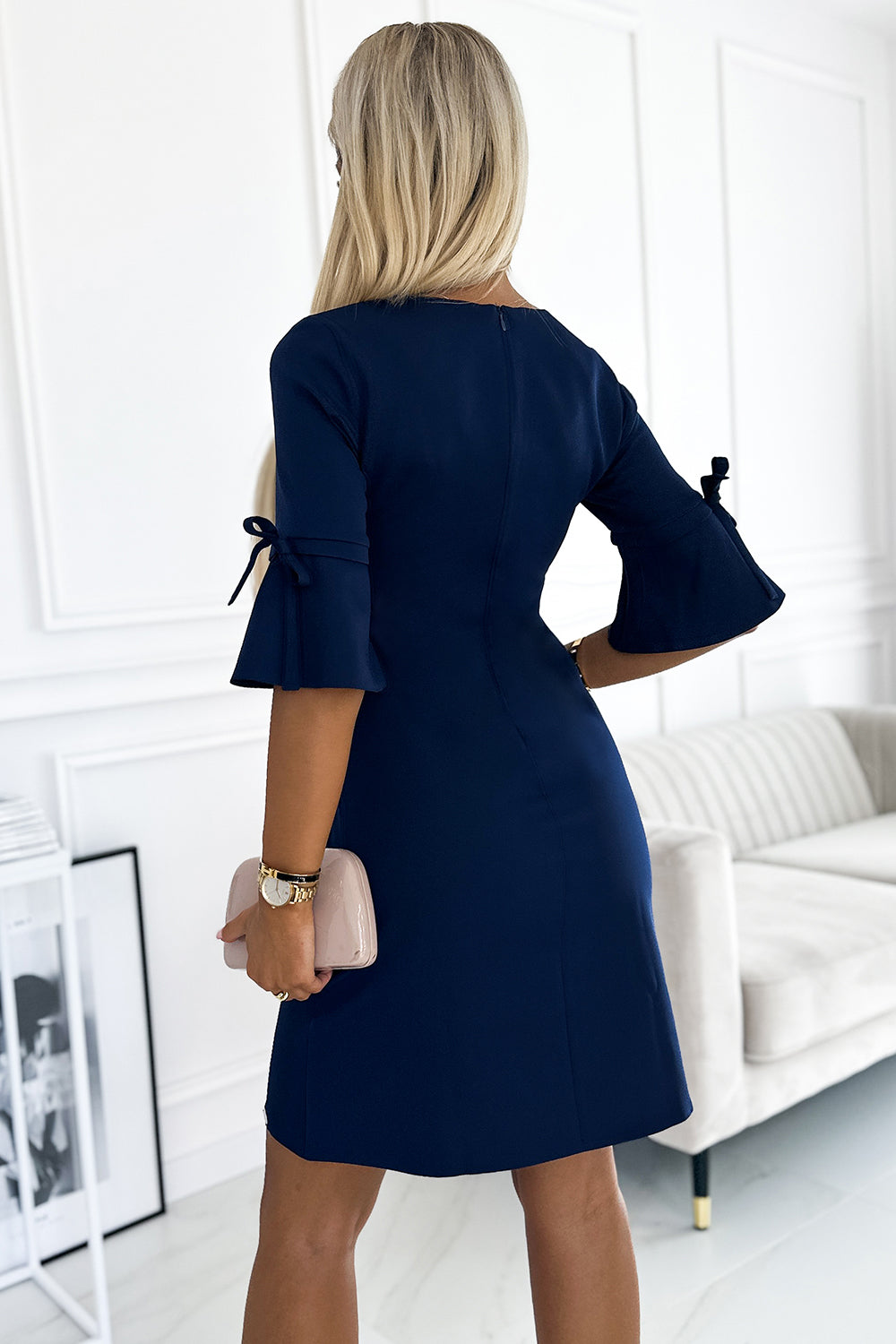 18375-3-217-8 NEVA Trapezoidal dress with flared sleeves - dark blue-3