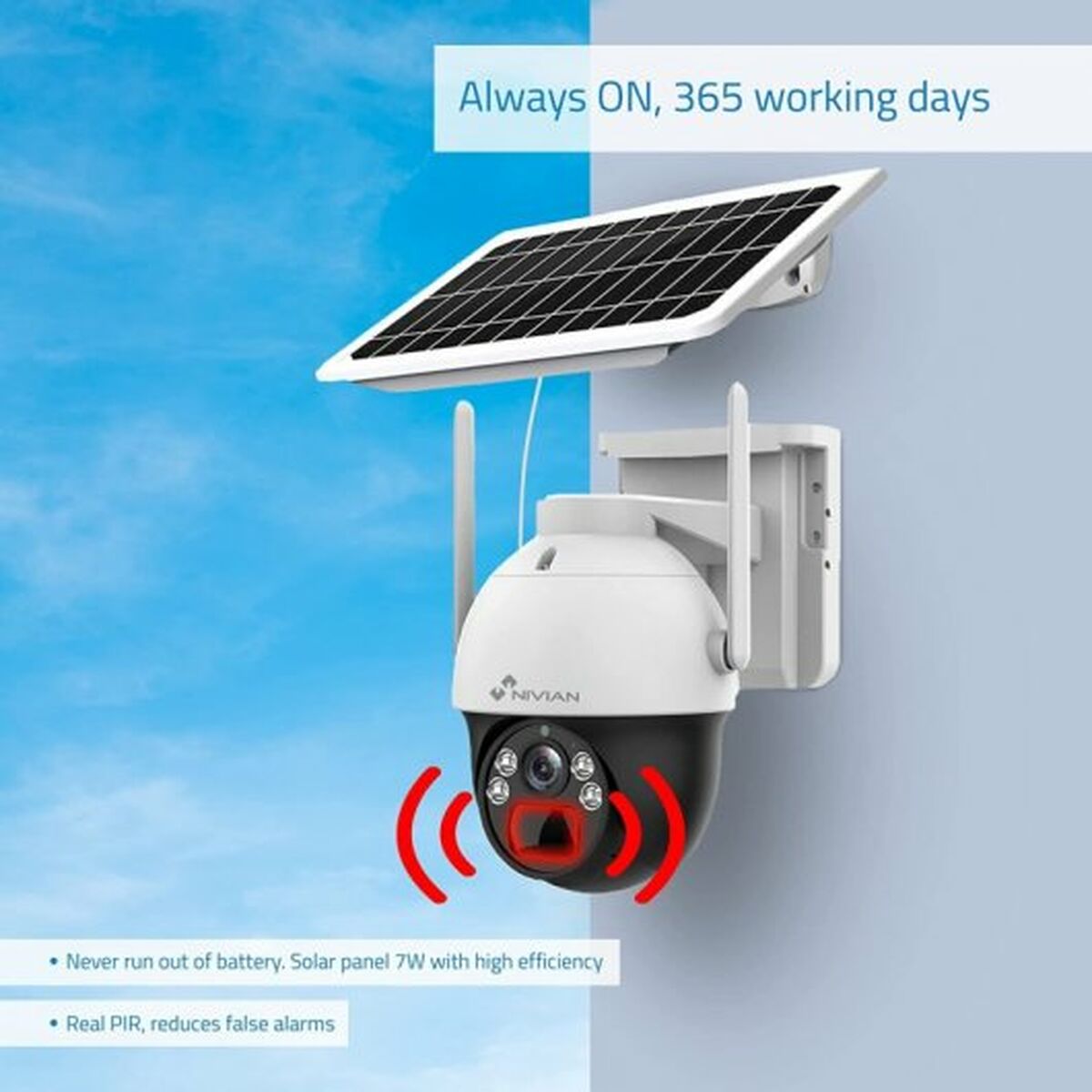 Novērošanas Videokamera ar Saules Bateriju Nivian 360º 4G(SIM)