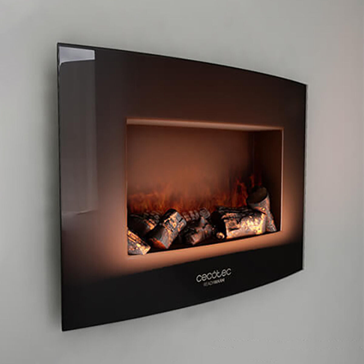 Настенный декоративный электрический камин Cecotec Warm 2200 Curved Flames 2000W Чёрный