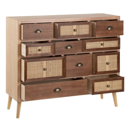 Мебель для прихожей с ящиками SASHA 106 x 33 x 90 cm Натуральный Деревянный Кремовый ротанг