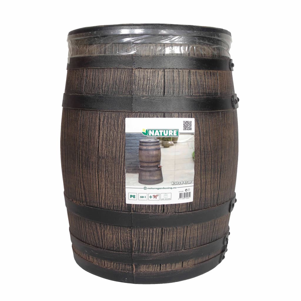 Nature rainwater barrel, wood imitation, 50 L, 38x49.5 cm, brown