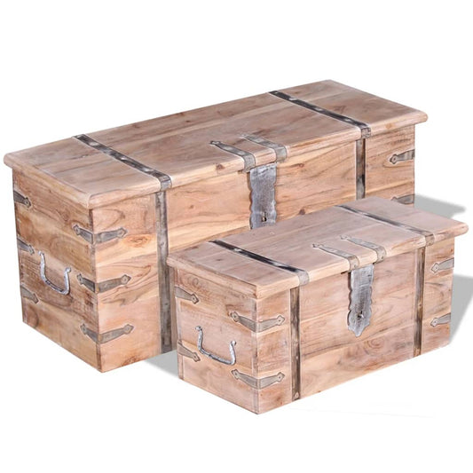 boxes, chests, 2 pcs., acacia wood