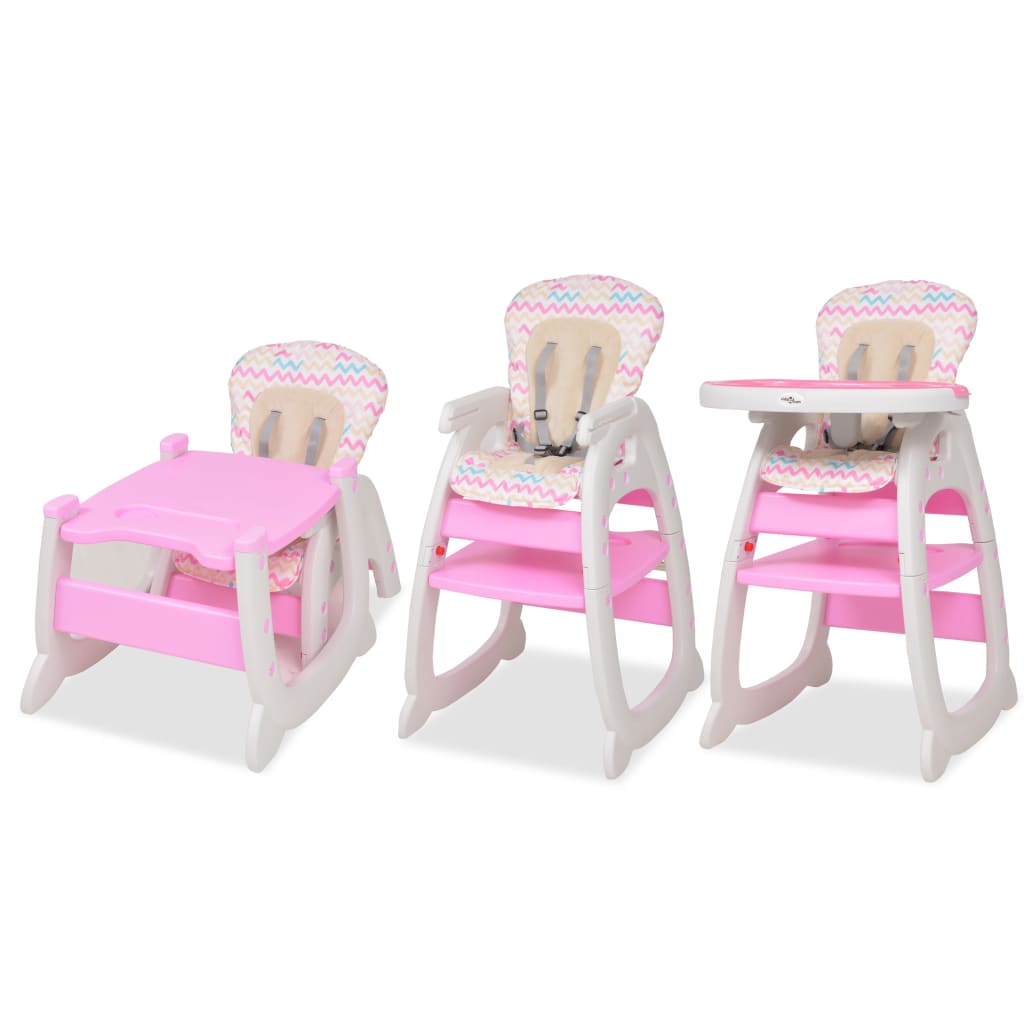 bērnu barošanas krēsliņš ar galdiņu, pārveidojams, rozā