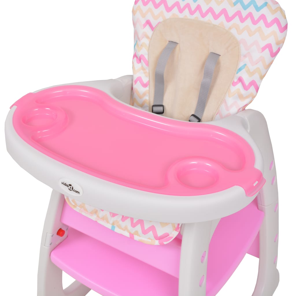 bērnu barošanas krēsliņš ar galdiņu, pārveidojams, rozā