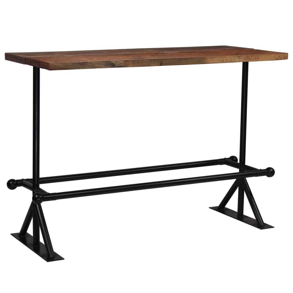 bāra galds, 150x70x107 cm, pārstrādāts masīvkoks, tumši brūns