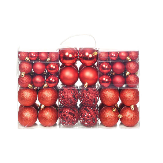 Christmas balls, 100 pcs., 3/4/6 cm, red