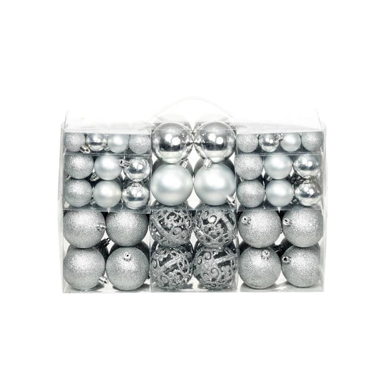 Christmas balls, 100 pcs., 3/4/6 cm, silver