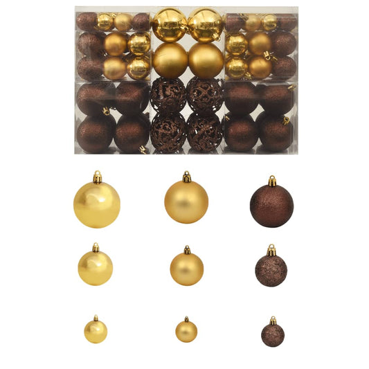 Christmas balls, 100 pcs., 3/4/6 cm, brown, bronze, gold