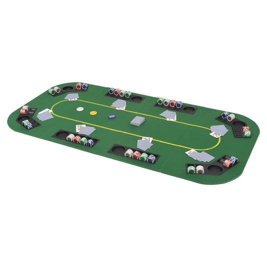 poker table top, folding, for 8 players, rectangular, green