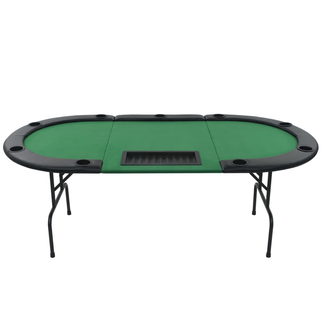 poker table, folding, for 10 players, oval, green