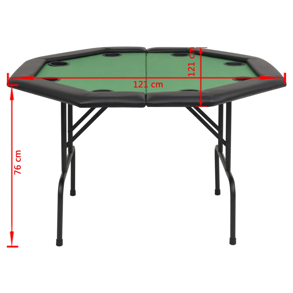 pokera galds, salokāms, 8 spēlētājiem, astoņstūra, zaļš