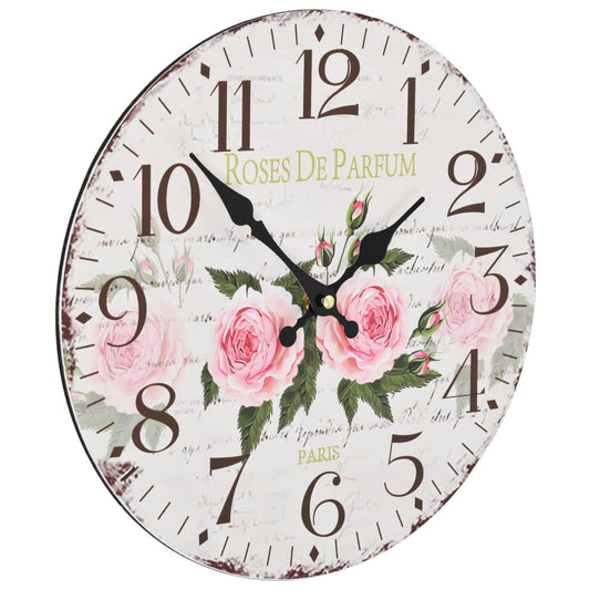 vintage wall clock, flower, 30 cm
