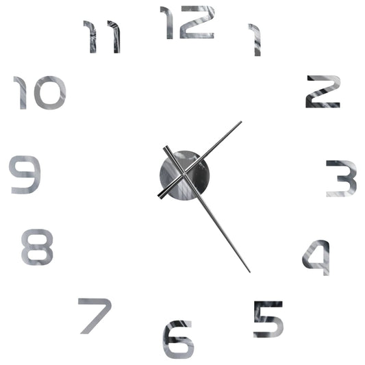 3D настенные часы, современный дизайн, 100 см, XXL, серебро