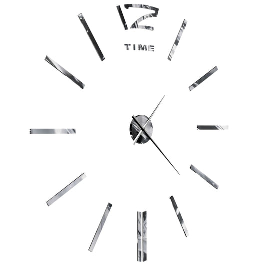 3D wall clock, modern design, 100 cm, XXL, silver