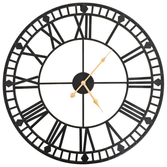 vintage wall clock, metal, 60 cm, quartz movement