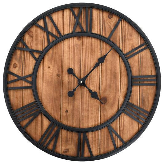 vintage wall clock, XXL, metal, wood, quartz mechanism