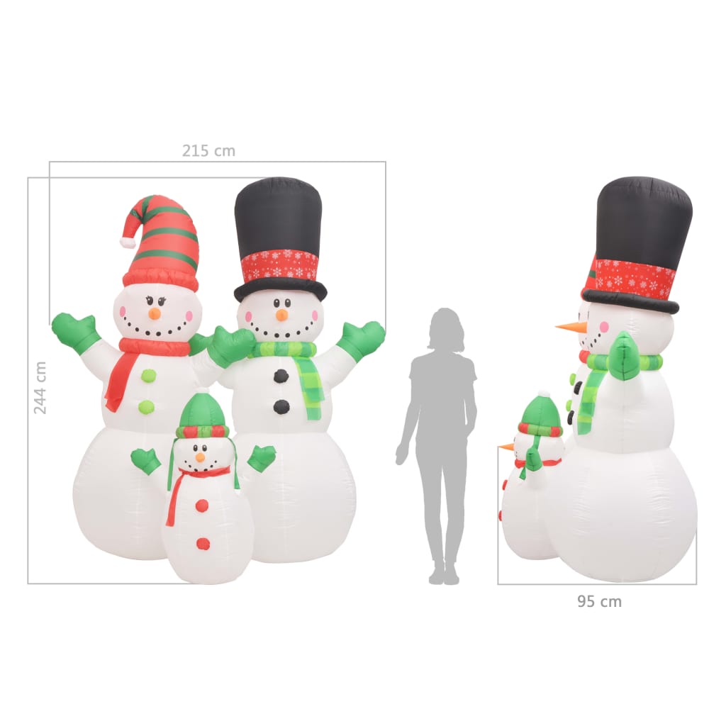 inflatable snowmen, 3 pcs., LED, IP44, 240 cm