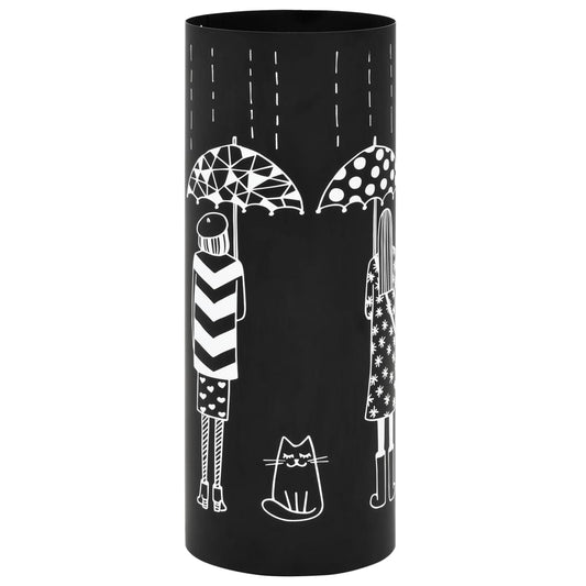 umbrella stand with images of women, black steel